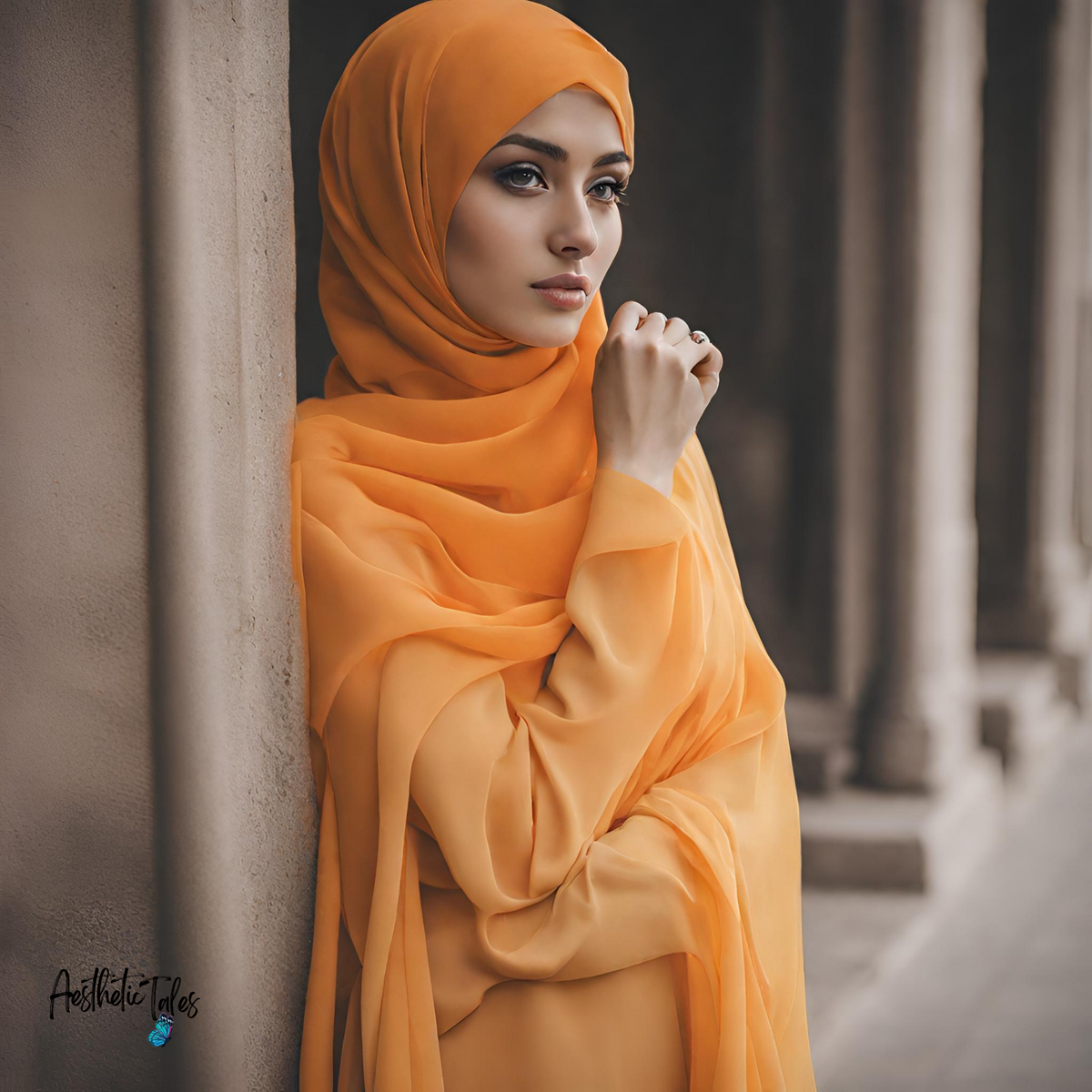 Premium Chiffon Hijab - Tangerine