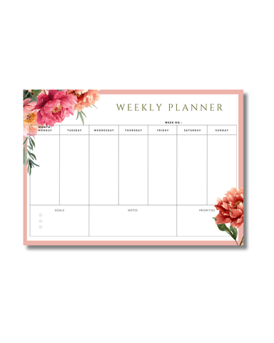 Weekly Planner Memopad - Floral