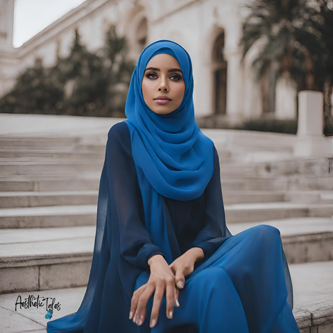 Premium Chiffon Hijab - Bright Blue