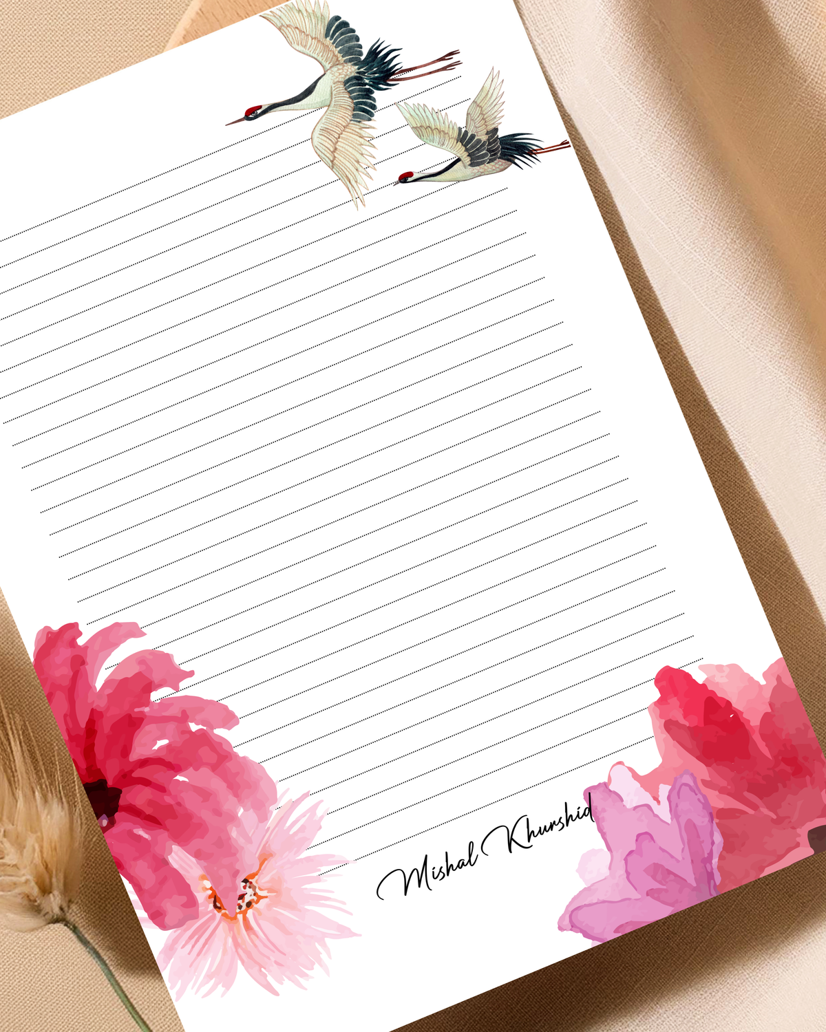 Flirty Flora - Customized letter pad