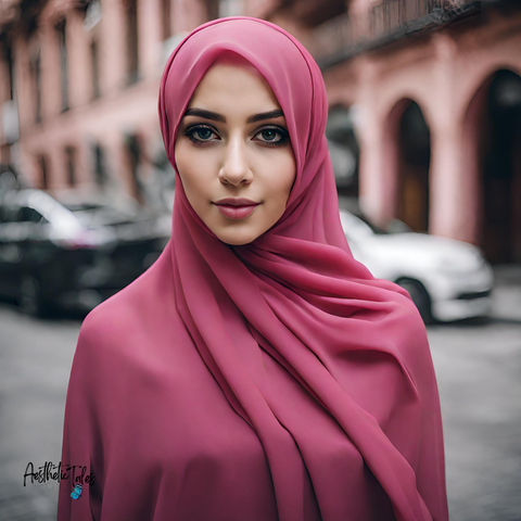 Premium Chiffon Hijab - Rose Pink