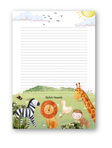 Safari - Kids customized letter pad