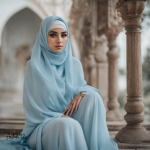 Premium Chiffon Hijab - Soft Blue
