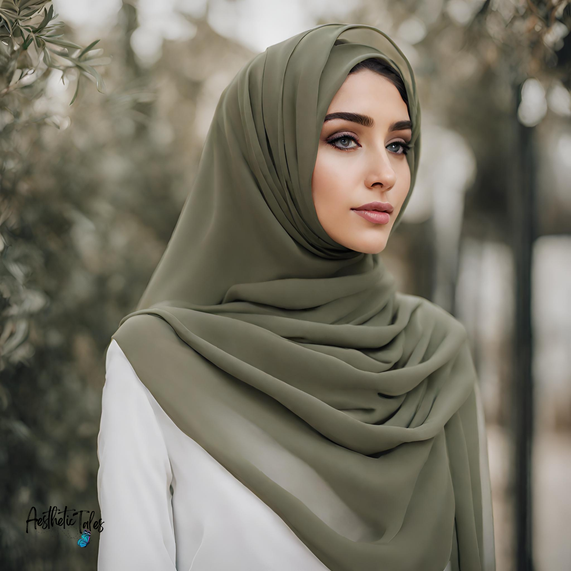 Premium Chiffon Hijab - Olive Green