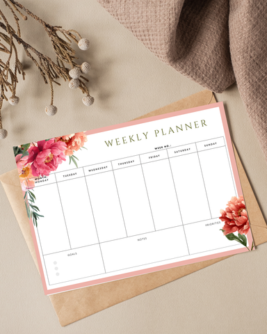 Weekly Planner Memopad - Floral